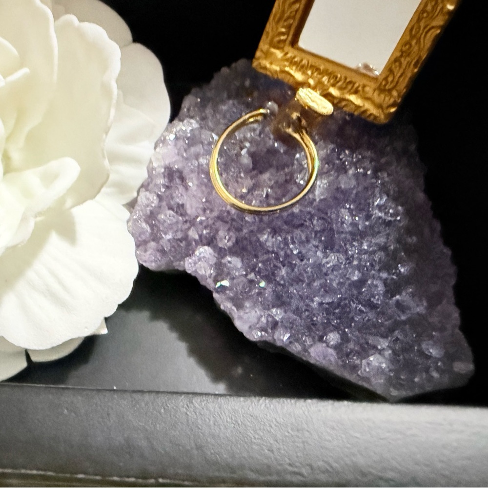Handmade Gold-Tone Ring with Rectangular rose quartz Inlay - Picture 9 of 11